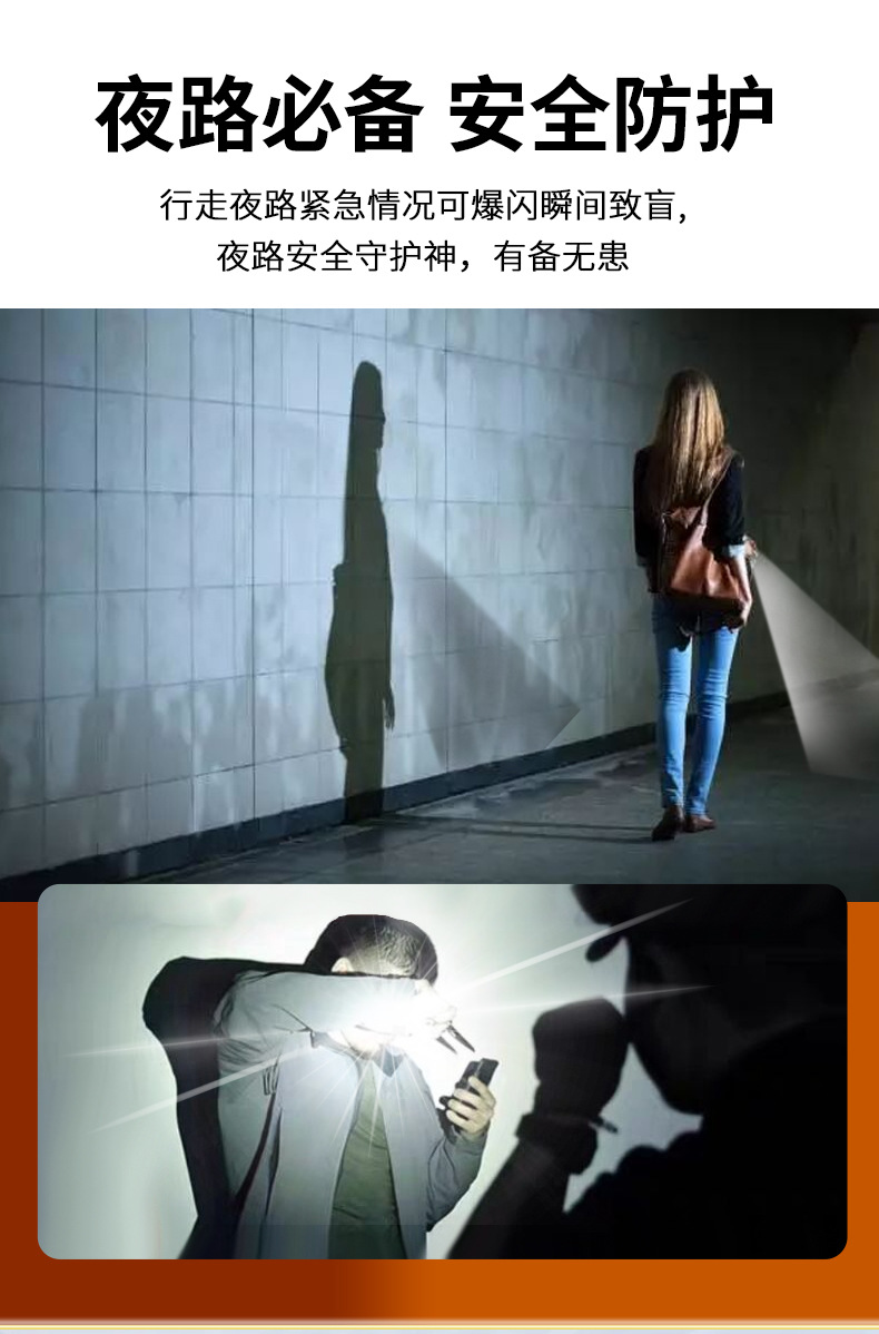 Women's Tactical Self-Defense Flashlight, Girls' Portable Anti-Wolf Arc Fire Roller Weapon, Swing Stick, Window-Breaking Safety Hammer