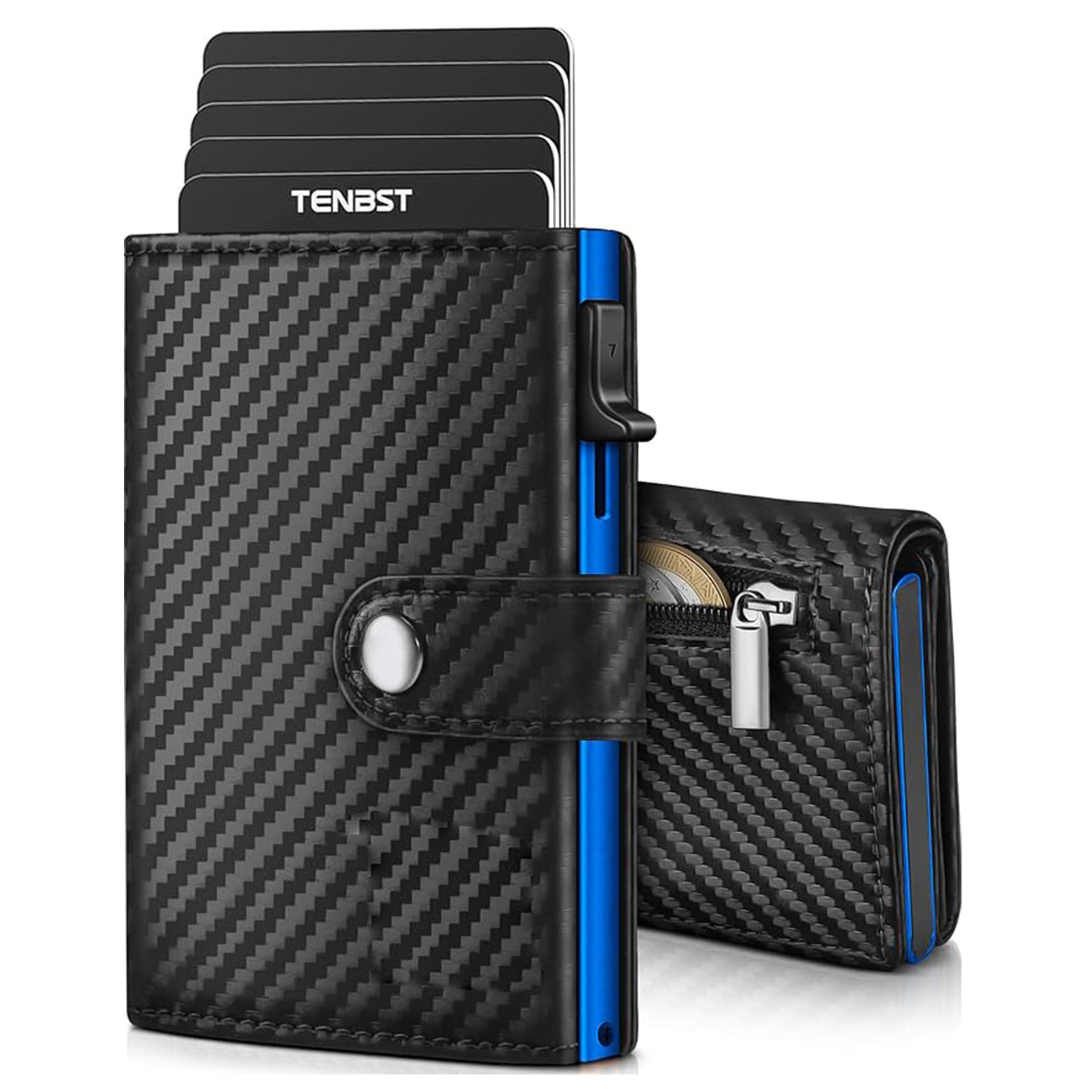 Amazon RFID antirrobo cepillo de aleación de aluminio bolsa de tarjetas pop-up triple plegable caja de tarjetas universal con bolso de cambio bolso de hombre