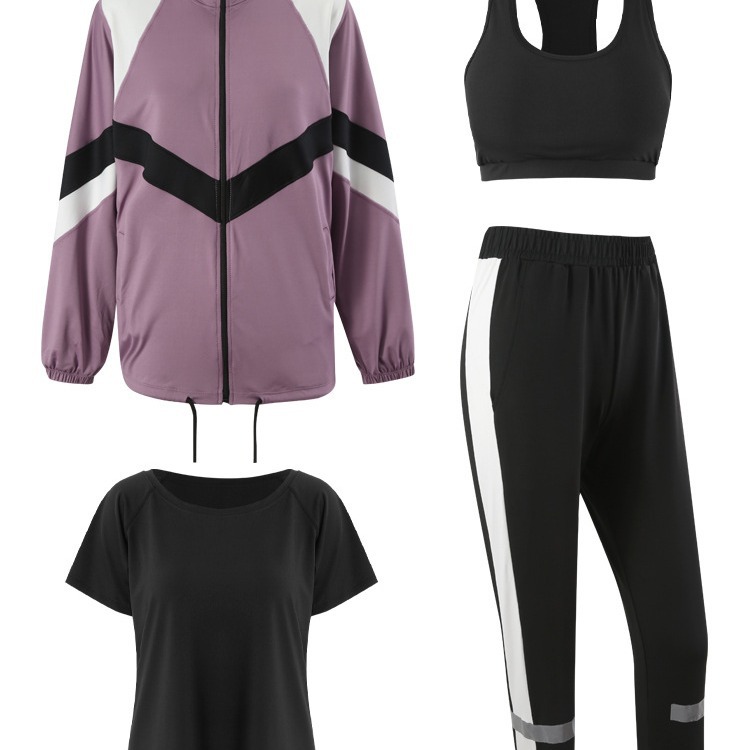 캐주얼 스포츠 슈트 2024년 봄 신상품 요가 슈트 헬스 러닝 슈트 여성용 속건성 스탠드업 칼라 모닝 러닝 슈트