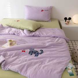 软软de~ 全棉双层纱夏被四件套 懒猫系列 夏季空调被薄被芯