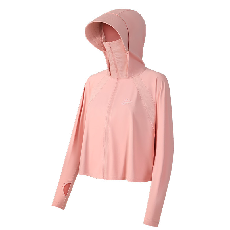 Sunscreen clothing for women in spring and summer, sun shading, breathability, and UV protection. Thin raw yarn ice silk sunscreen clothing, hooded mask
