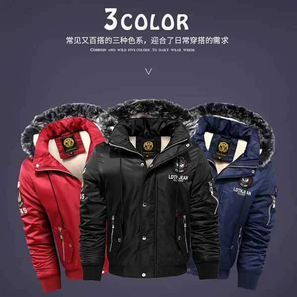 New cotton-padded coat men's Korean-style trendy fleece-lined short cotton-padded jacket young and middle-aged plus size cotton-padded jacket men's winter coat hooded
