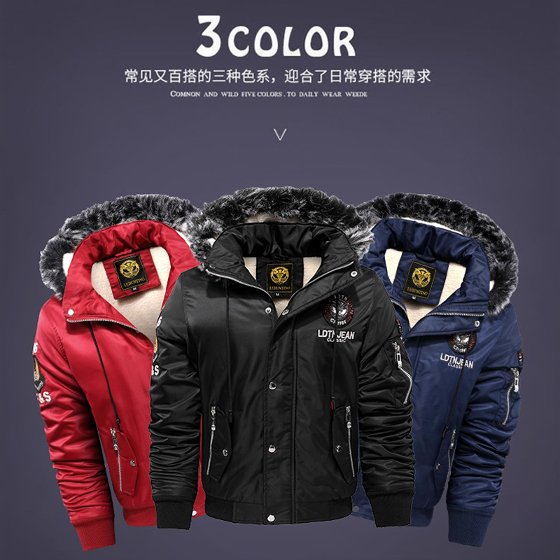 New cotton-padded coat men's Korean-style trendy fleece-lined short cotton-padded jacket young and middle-aged plus size cotton-padded jacket men's winter coat hooded