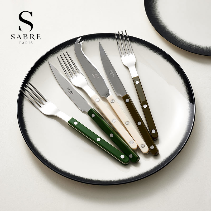 French Sabre Paris Fork Small Fresh Green Handle Knife, Fork and Spoon Household Western-style Tableware Set Gift