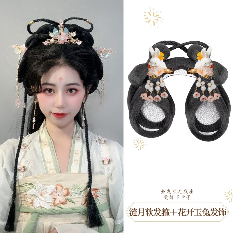 밝은 달 부드러운 머리띠 + 꽃이 피는 옥토끼