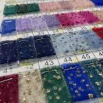 喷粉系列烫石点婚纱晚礼服面料 喷金网纱亮片洒金婚礼服网眼布