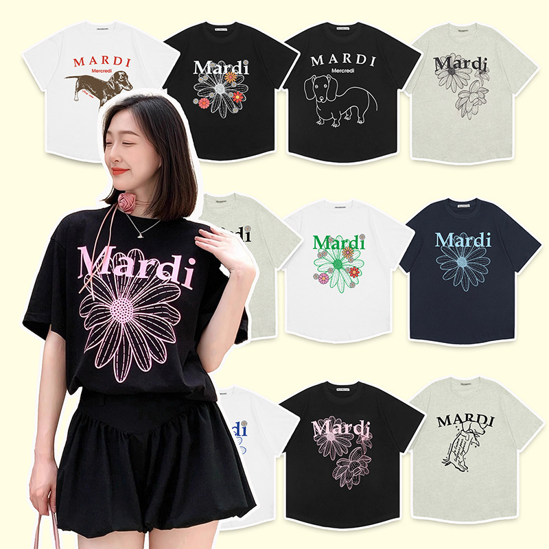 2025 New South Korea Mardi Short-sleeved Gold High Silver Daisy T-shirt All-match Women's Loose Top