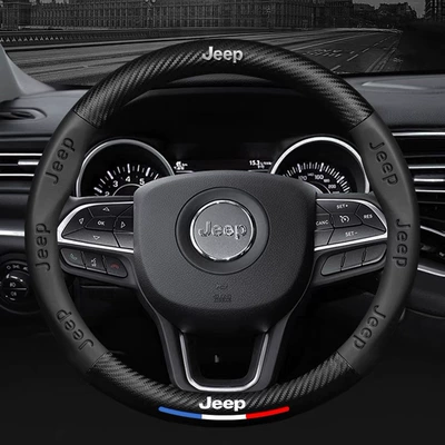 logo leather steering wheel cover, Steering wheel cover - jeep-round