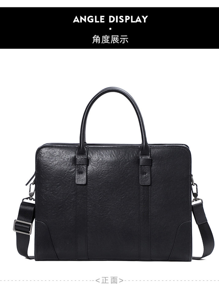 Túi xách tay nam da bò lớp đầu 38×8×28 cm, túi công sở đựng laptop 14 inch, đeo chéo tiện lợi — Màu Đen thuộc da bình thường bên trong màu đen, Màu đen cây cao, Lớp lót nỉ flannel cao cấp cầm tay màu đen chi tiết 13