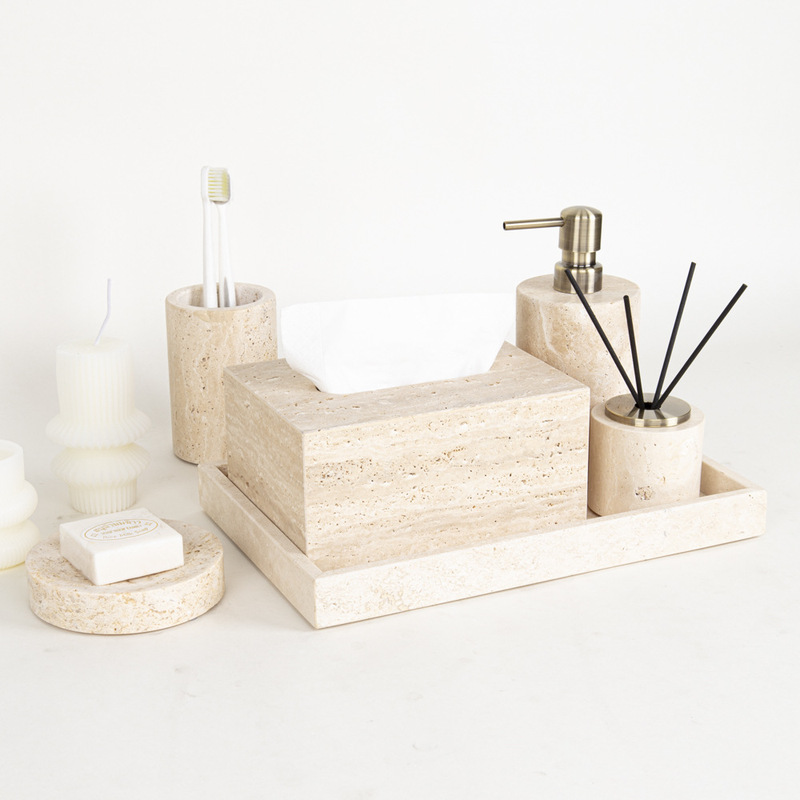 Marble Bathroom Set Hotel Villa Model Room Warm Color Home Decor Cross-Border Trade