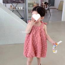 2024夏季新款韩版女童小童吊带华夫格公主风连衣裙儿童百搭洋气