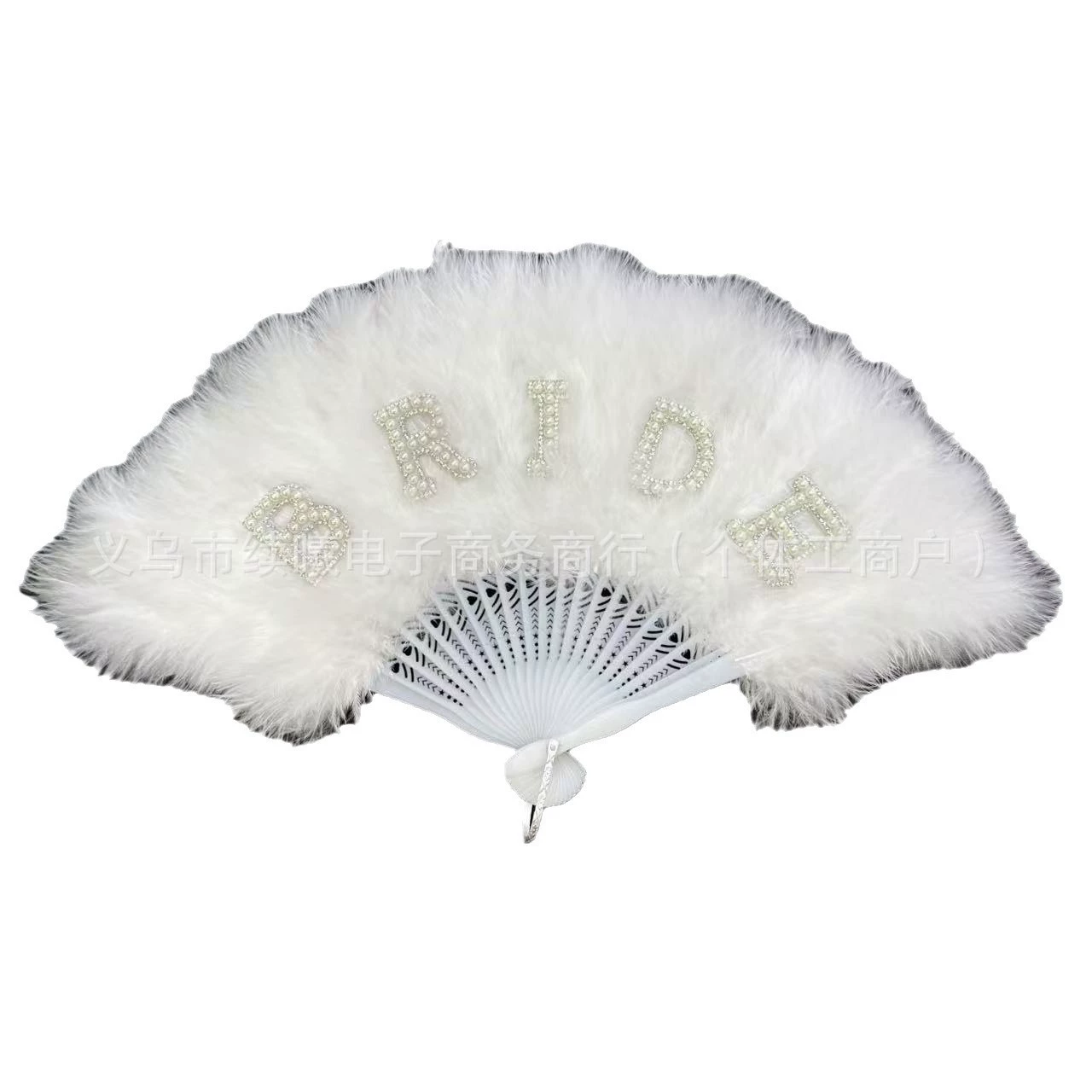 Производитель Amazon Bridal Pearl Letters Ancient Style Feather Fan Handheld Thickened Feather Dance Fan Photo Guide