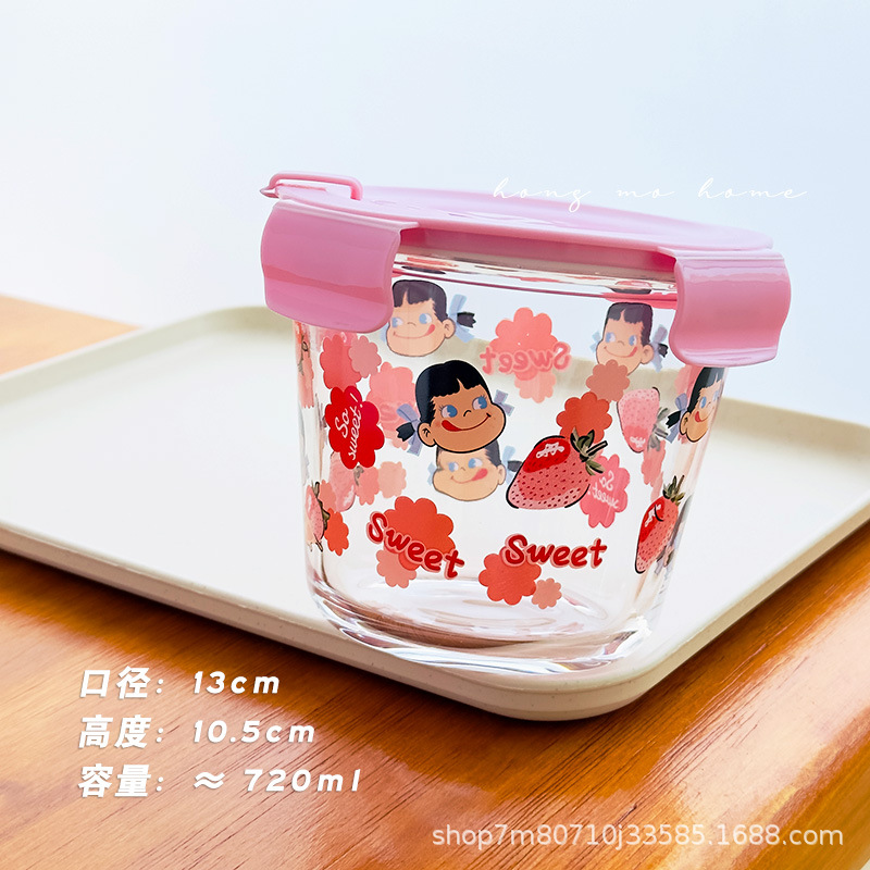 Tazón de sopa redondo de vidrio sellado de grado alimenticio resistente a altas temperaturas caja de preservación de microondas conjunto de caja de almuerzo sellado de preservación de fresco
