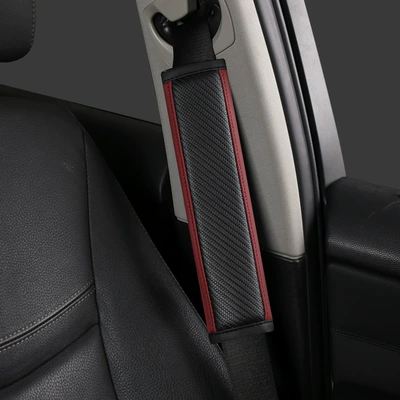 Explosions Cross-border Carbon Fiber Car: Seat belt shoulder pad - black-wine-red-a-24cm