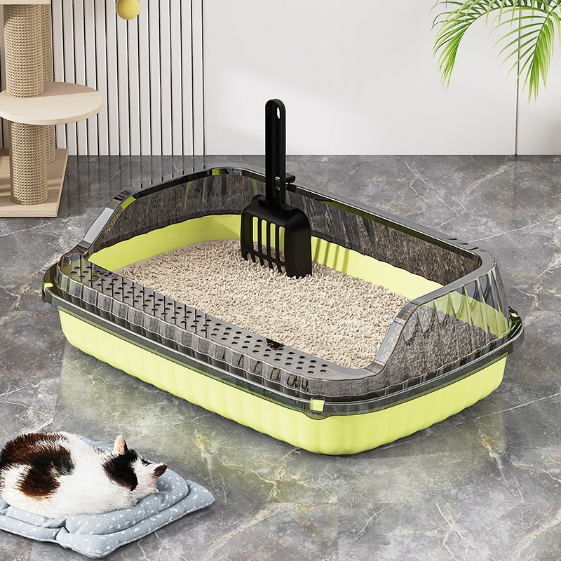 特大トイレ 猫トイレ 半密閉型 飛沫防止トイレ 極小子猫用 全開式小便器|undefined