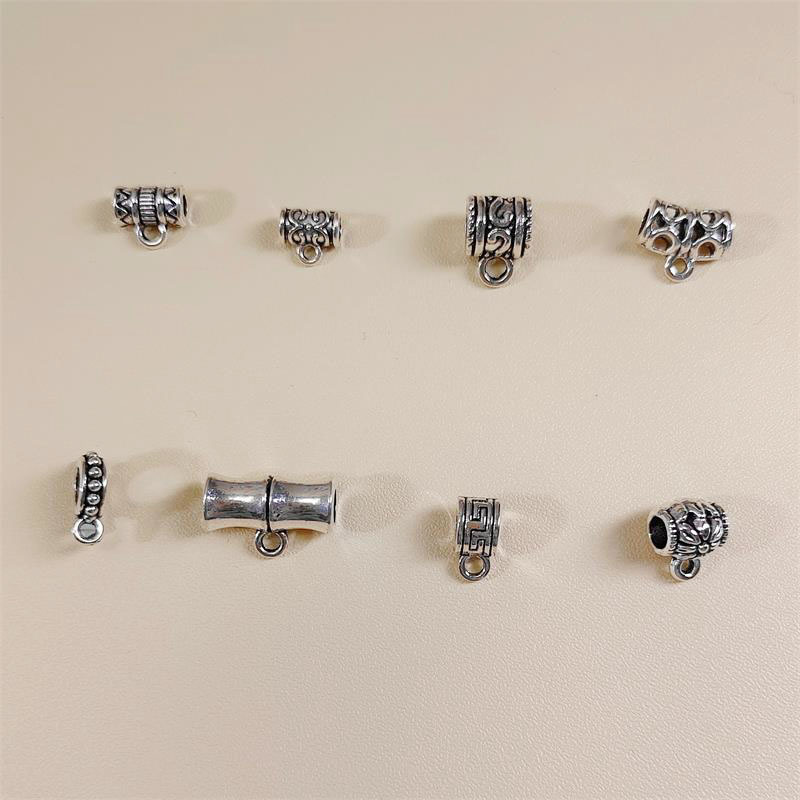 藏银三通古银挂头手链项链古银合金diy饰品配件复古吊坠连接扣
