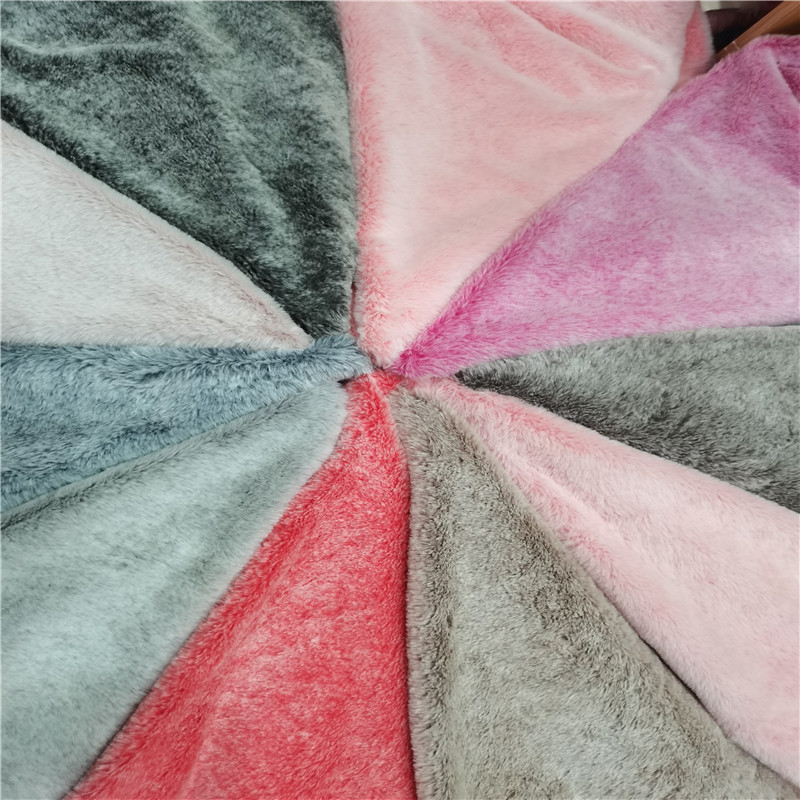 现货双色背印小兔毛退色雕印兔毛玩具家纺服装面料批发