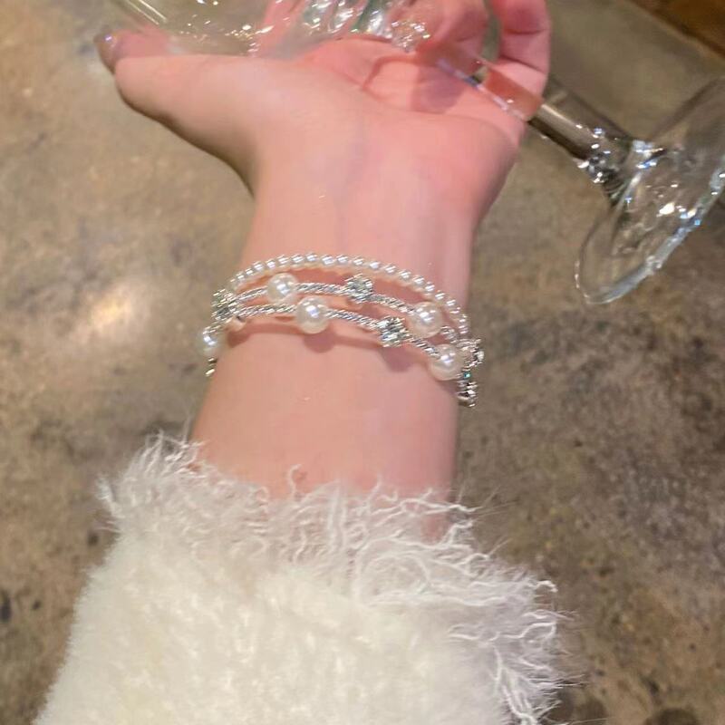 2025 Popular Sparkling Diamond Pearl Bracelet for Women, Accessible Luxury Niche, High-End and Exquisite Bracelet, Personalized and Versatile Bestie Jewelry