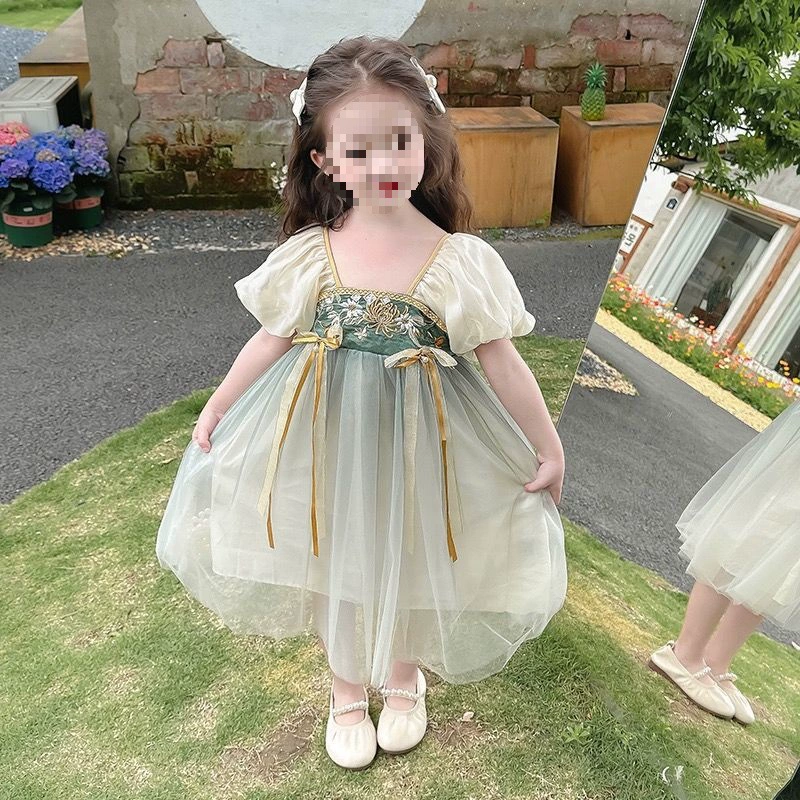 Летнее платье Hanfu для девочек, новинка 2025 года, детское платье, летнее детское платье принцессы Hanfu в древнем стиле, тонкий стиль.