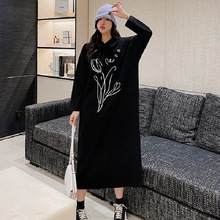 2025孕妇装韩版宽松中长款秋冬卫衣春秋孕妇加绒加厚连帽连衣裙潮