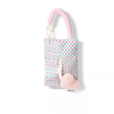 Car tissue box with cream decoration Car tissue box/set - vibrant-pink-plaid-tissue-bag-heart