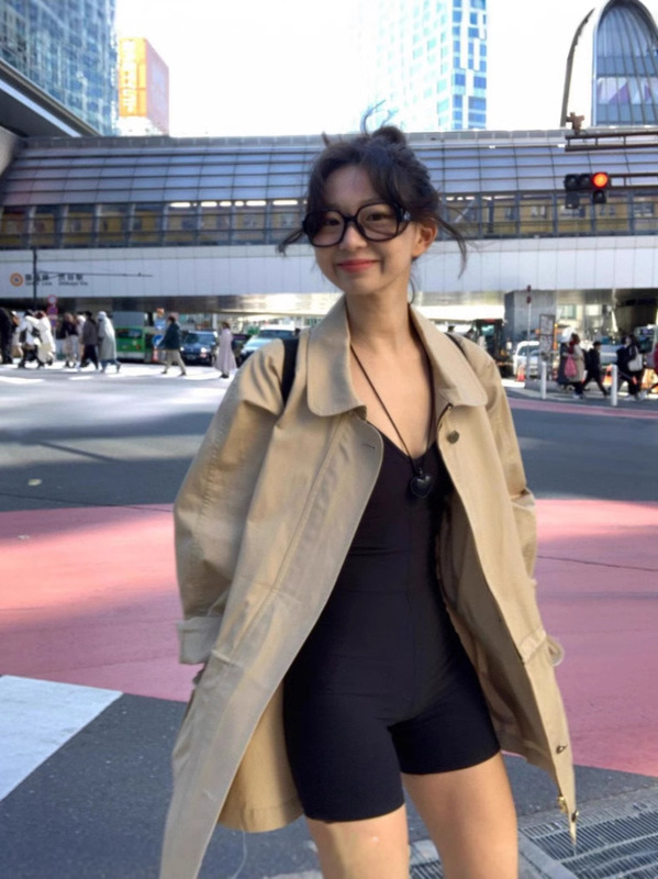 韩国小众thebarnet八奶风衣简约设计感feve同款抽绳长袖外套女|undefined