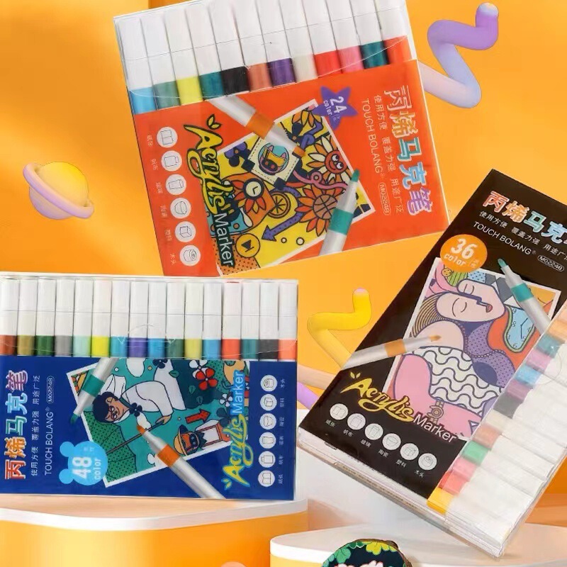 48色アクリルマークペン子供美术学生色絵石膏人形絵の具透けない色速干絵の具落书き|undefined