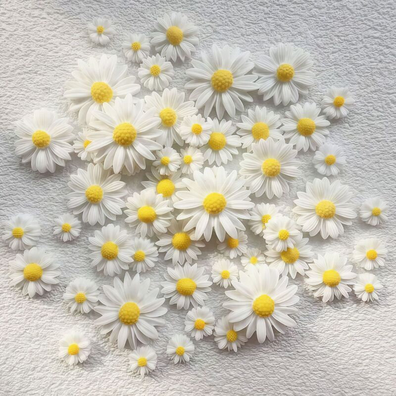 Cross-Border Sunflower Daisy Sunflower Nail Art Accessories Resin Cute White Flowers DIY Mobile Phone Case Accessories