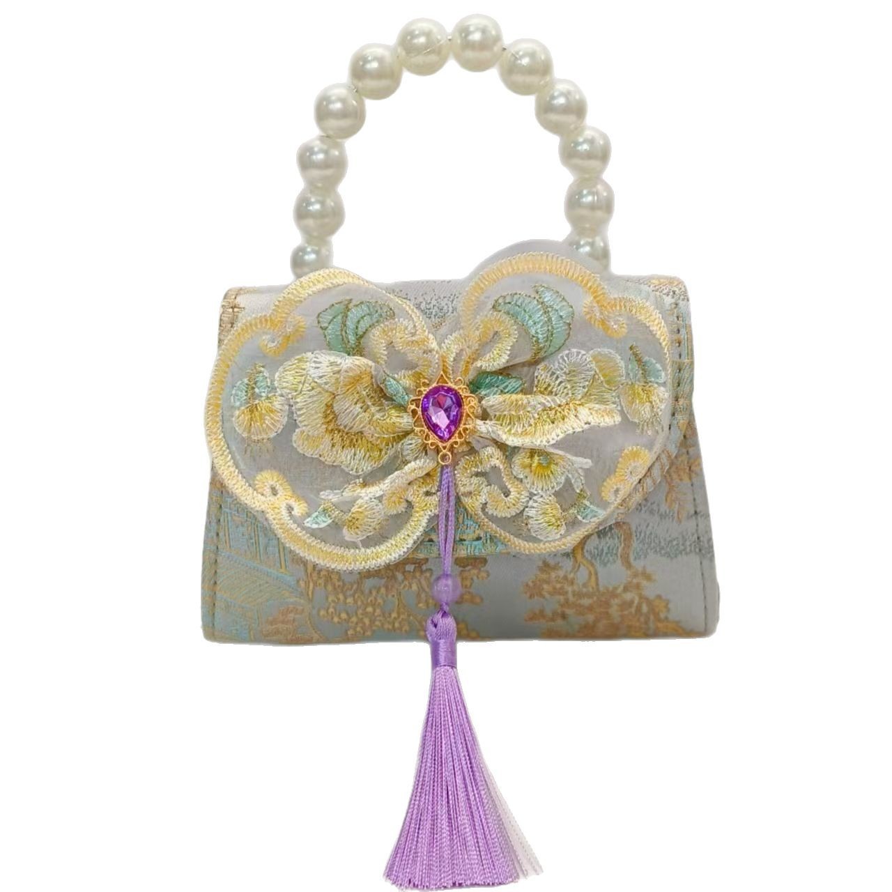 Bolsos de perlas de arco de estilo nacional bolsos de princesa bolsos de cinturón cadenas antiguas bolsas de accesorios para niños bolsos regalos para chicas