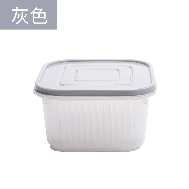 台所の二重ネギの新鮮な箱の冷蔵庫の分格の水切りの貯蔵箱の台所の密封の食材は野菜の冷凍箱を組み立てます。|undefined