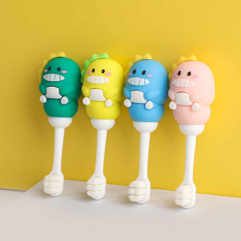New children's toothbrush 3-6 years old cute little dinosaur ten thousand fine soft hair manual baby toothbrush maternal and infant shop foreign trade