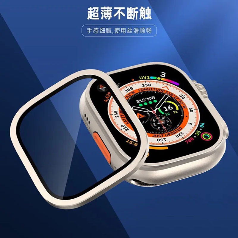 Aplicable Apple Apple Watch Ultra2 reloj aleación de titanio marco película templada 49mm película protectora antivelista