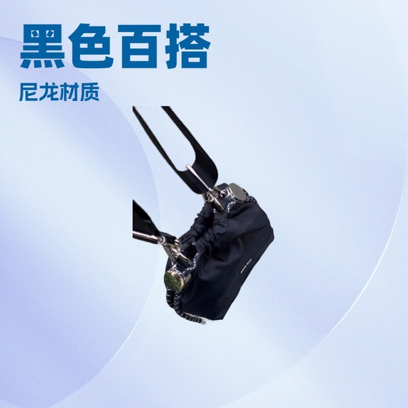 2022 bolso popular de alta calidad de un solo hombro crossbody bolsa de nylon nicho de la cadena única bolsa pequeña bolsa de cubo con cordón