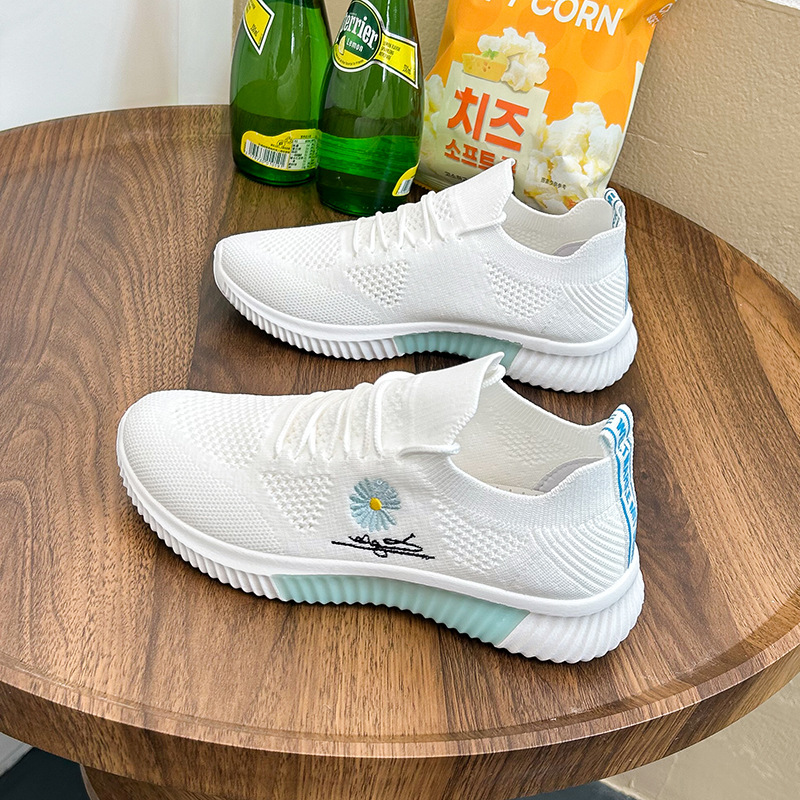 INS Version coréenne de chaussures tissées volantes pour femmes, chaussures de sport respirantes pour étudiantes, Fitness, course à pied, loisirs de rue, nouvelle collection été 2023_voghion.com