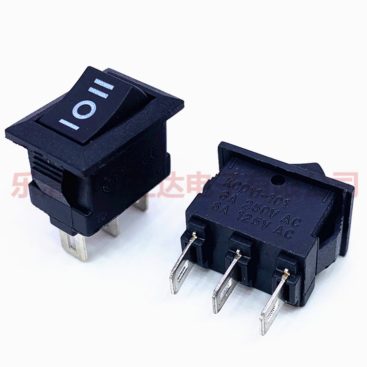 厂家KCD11三脚三档黑色船型开关10*15迷你翘板开关电源开关