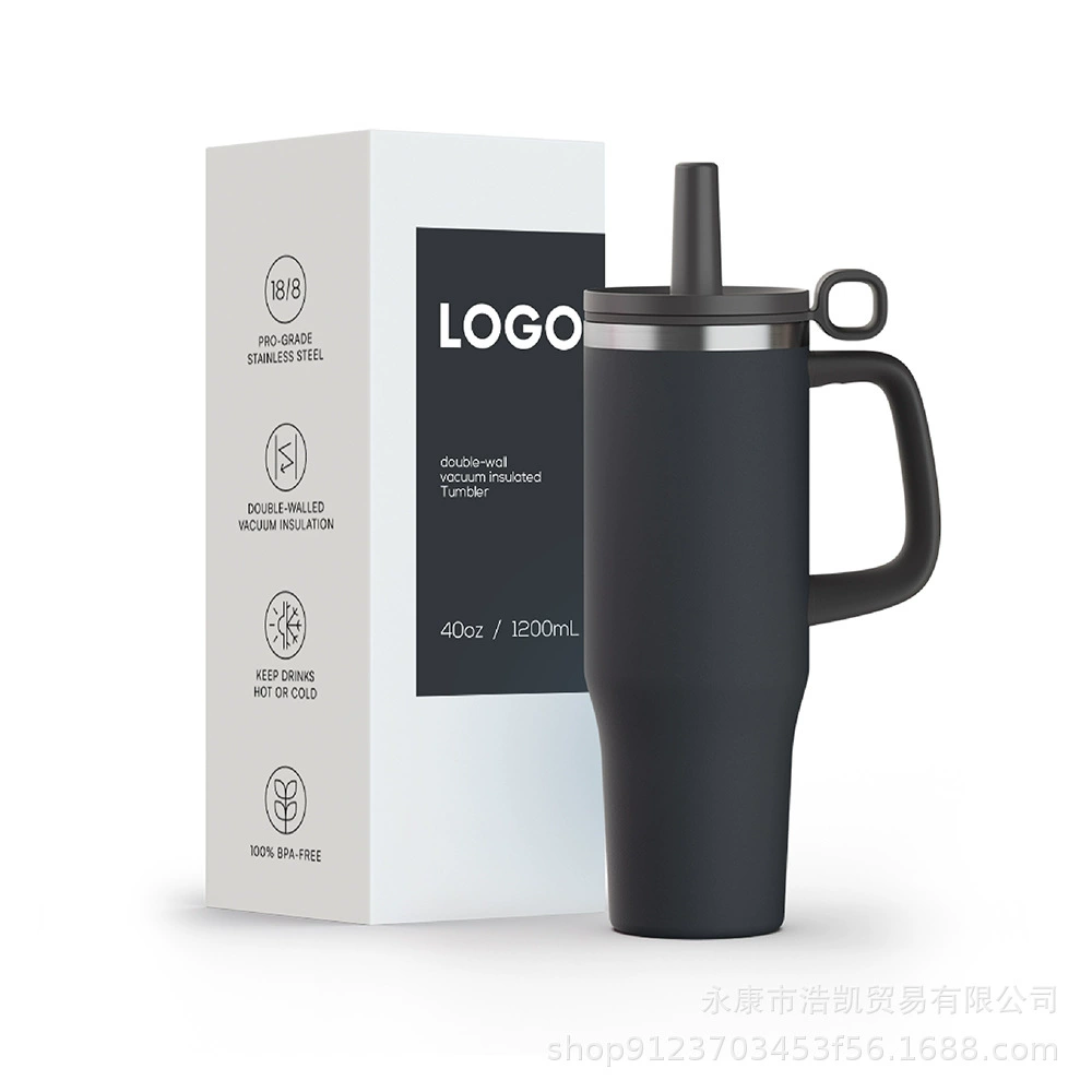 (Cross-border trading), handle stainless steel, straw, glass, 40 oz, stainless steel AISI 304