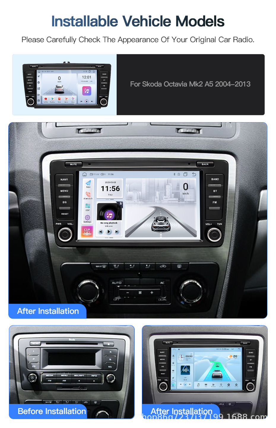 Suitable for Skoda Octavia Mk2 A5 8inch Android Car Central Control Large Screen Bluetooth Navigation Radio Mp5