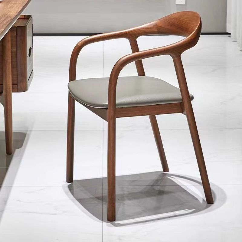 Retro-Style Solid Wood Dining Chair Hiroshima Solid Wood Home Leisure Armchair New Chinese-Style Office Chair with Backrest