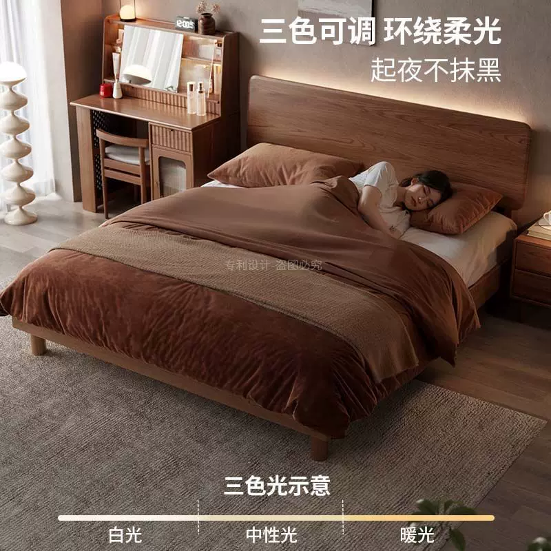 实木床双人床1.8米主卧大床北欧简约卧室家用1.5小户型单人床