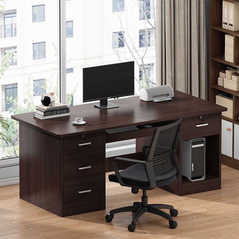 Business office desk with lock, computer desk, simple desktop table, workbench, multi-drawer desk, staff desk and chair combination