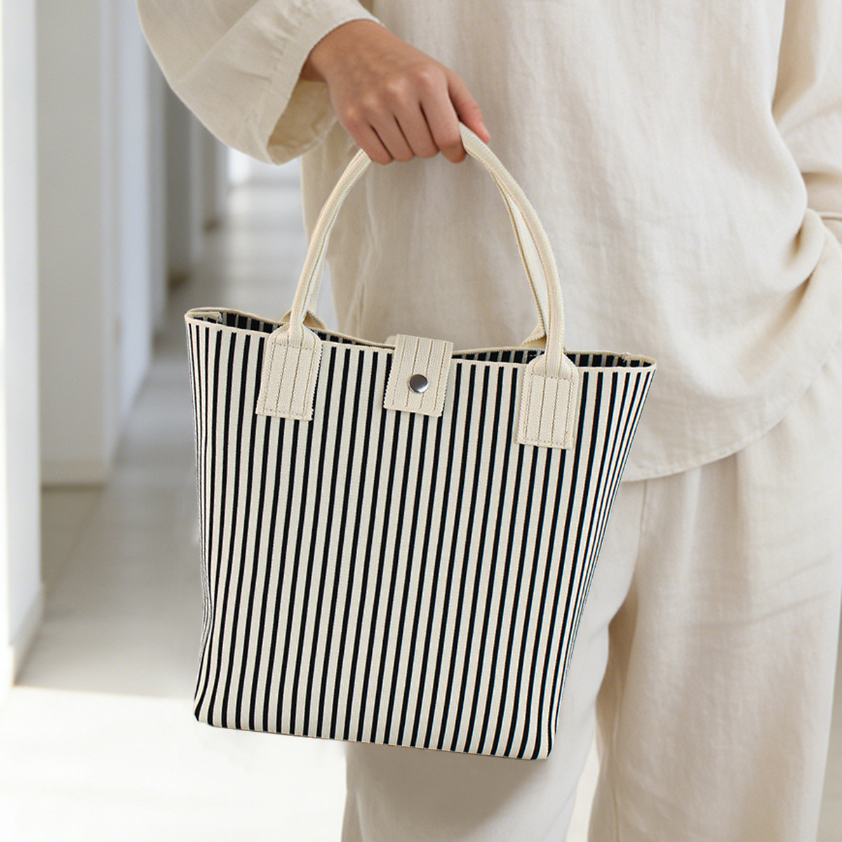 Bolso de tejido coreano de gran capacidad de transporte de moda de mil pájaros bolsos de mano casuales versátiles bolsos de bento image 2