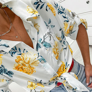 product - wholesale Autumn Floral Print Long Sleeve Cardigan Single Breasted Loose Casual Shirt Women - 4