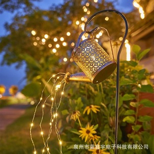 Amazon hollow iron solar garden projection lamp outdoor waterproof garden lawn landscape kettle lamp