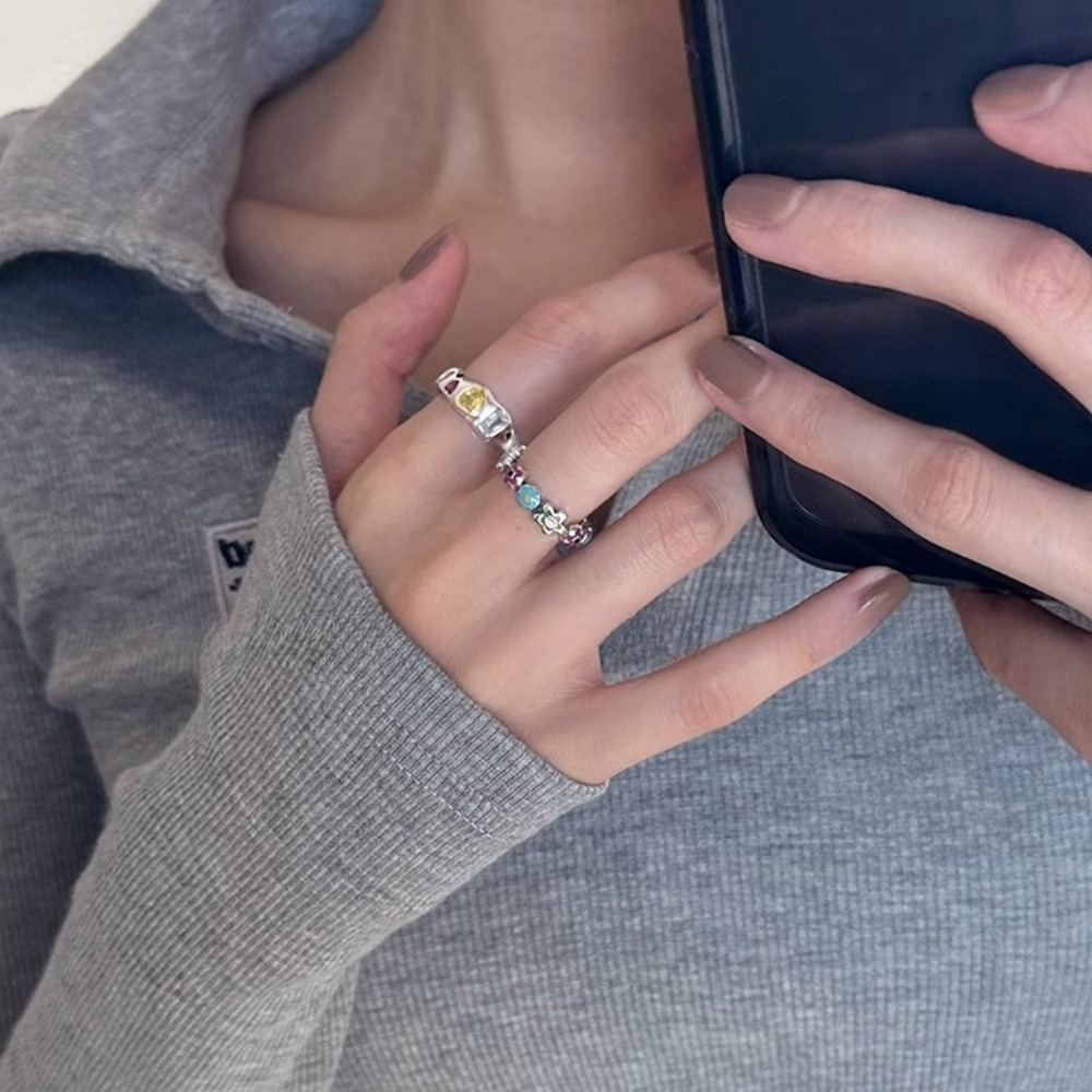 Small design fashionable adjustable ring with zircon