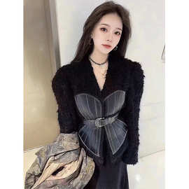 2025秋冬 原创设计高级感气质名媛小香风黑色短外套女有吊牌氨纶