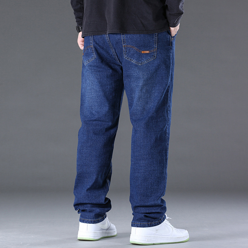 Men's Jeans, Large Size, Loose Fit, Stretchy, Straight Leg, Extra Large, Direct Sales from Xintang Denim Factory, for Big and Tall Men, High Waist