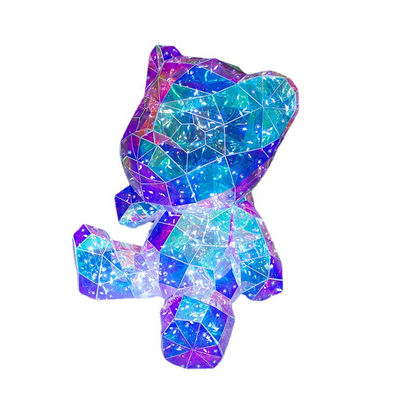 En línea celebridad colorido juguete luminoso oso DIY decoración hecho a mano colorido oso luminoso luz pequeña mercancía juguete al por mayor