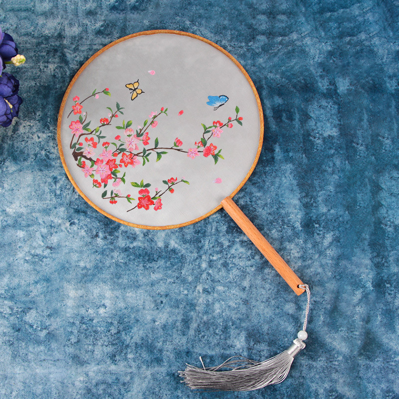 Fan de bordado DIY grupo de bordado manual auto bordado material de principiantes paquete de bordado antiguo su cinta de bordado Fan bordado