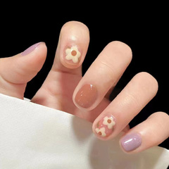 New Cute Student Short Wear Nail Jelly Glue High-end Gentle False Nails Removable Ready-made Nail Art Nail Tabs