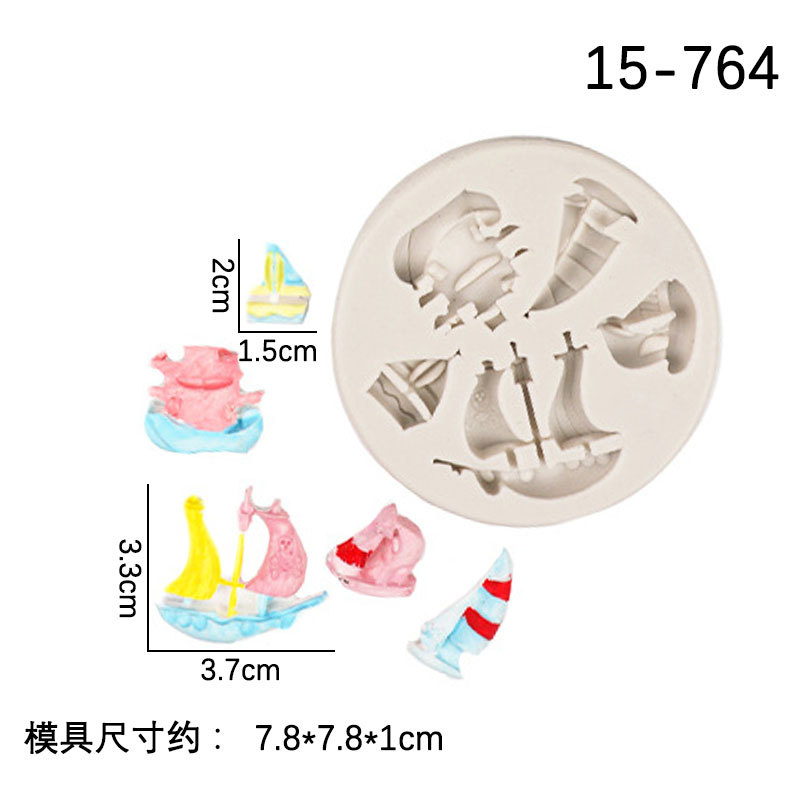 Cola de sirena Barco Pirata barco fondant cake chocolate líquido decoración molde DIY para hornear